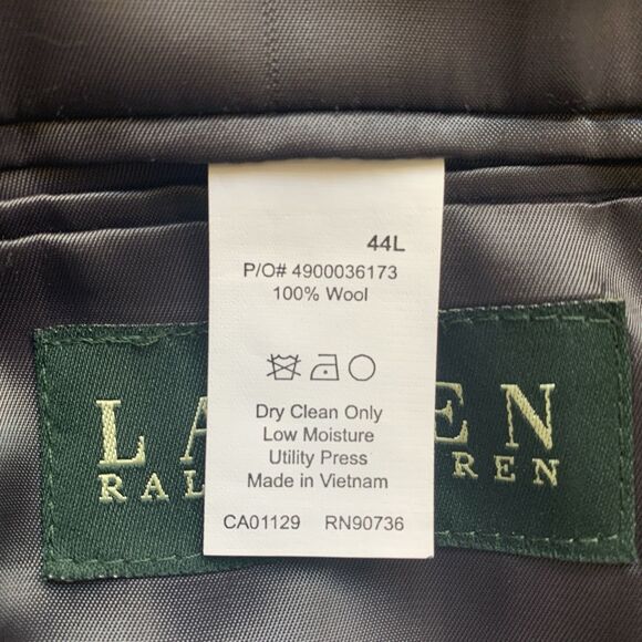 Lauren Ralph Lauren Gray Blue Glen Plaid Sport Coat Blazer 100% Wool 44L - Picture 11 of 11